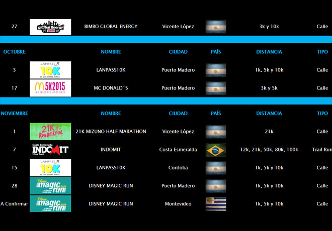 TMX Team - Calendario